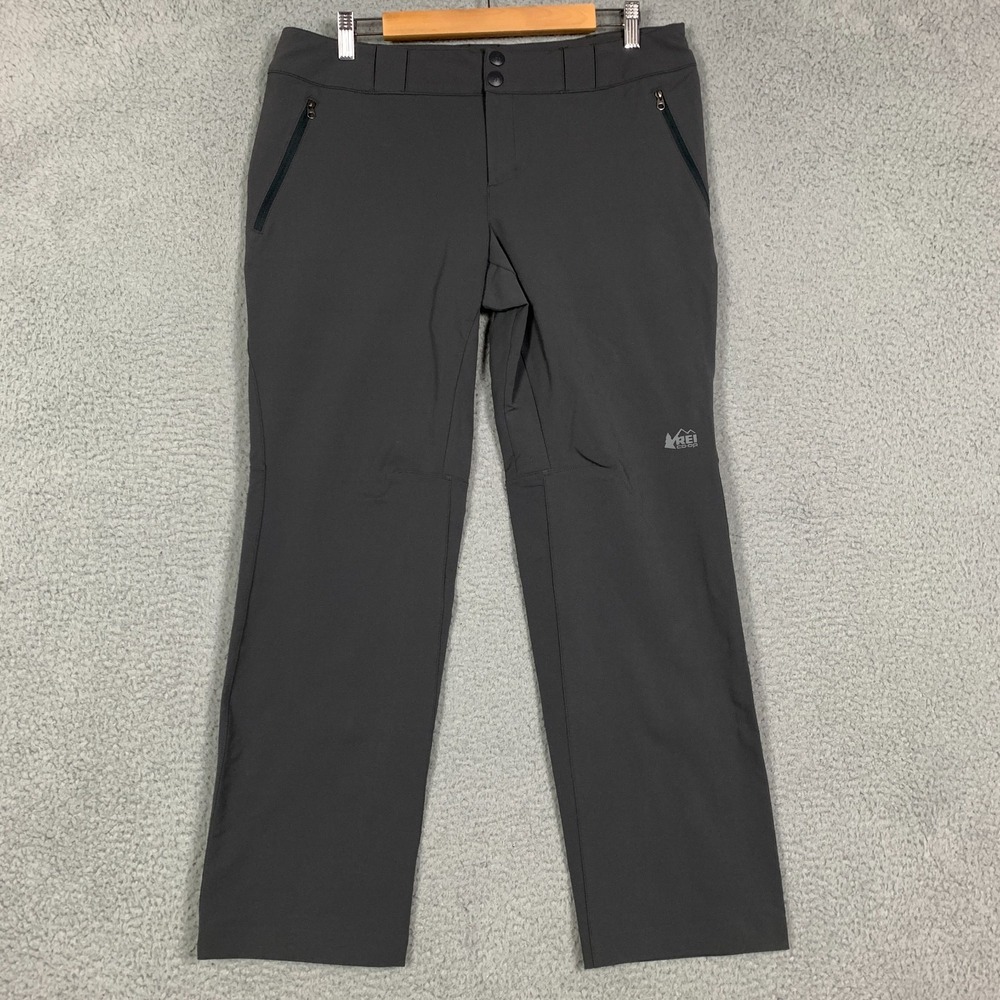 REI Co-op Activator Pants Womens 12 P Grey Softshell‎ Straight Hiking Gorpcore